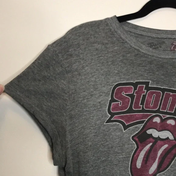 ROLLING STONES Tongue Out Gray Graphic Band Tee - Picture 3 of 8